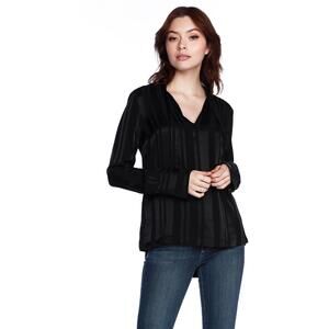 NEW BOBI split neck peasant blouse in black